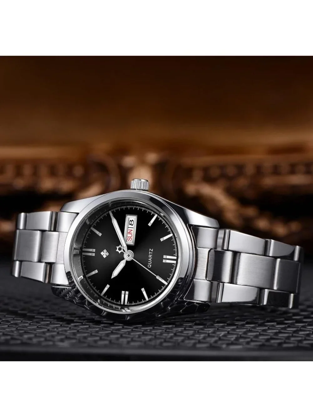 Women's Black Analog Quartz Stainless Steel Luminous Waterproof Dress Wristwatch